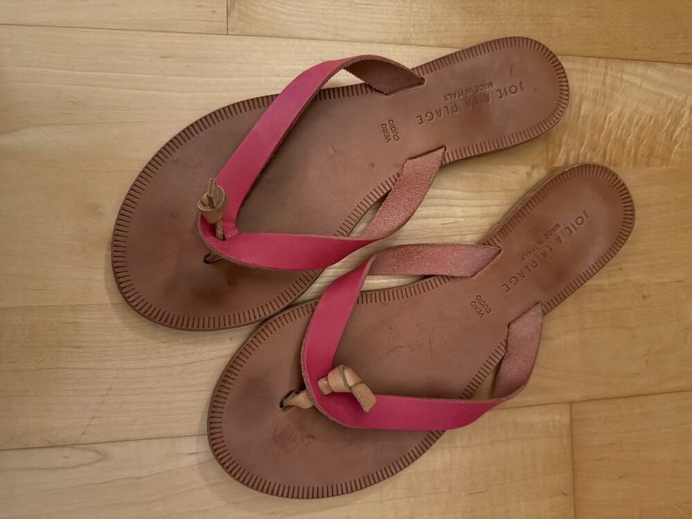 Joie A La Plague Made In Italy Leather Tan Pink Sandals 37.5